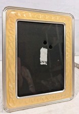 Vintage Lawrence Yellow Swirl Bakelite? Picture Frame W/Silver Trim 5x7 Photo  picture