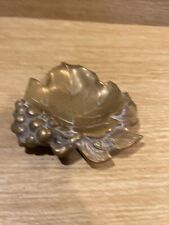 Vintage Solid Brass Grape Leaf Footed Ashtray/Trinket Dish BS3 picture