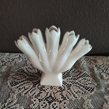 Antique LEART Five Finger White Bud Vase NO CHIPS  304-W Pristine 5.5