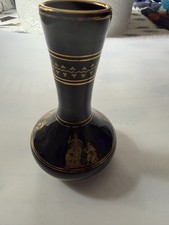Vintage Neofitou Keramik Greece Vase 24K Gold Black Greek Handmade B86 picture