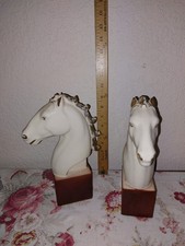 Ceramic MCM 40s Guilded Horsehead Pair Of Bookends 3lbs13.3oz 10