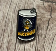 SALTY PIN - Retro Morton Salt Girl Umbrella can container enamel pinback brooch picture