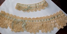 Two Antique Pieces of Crochet With Silk Ribbon Insert #2255 picture