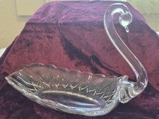 Clear Glass Swan Vintage Candy Dish  picture