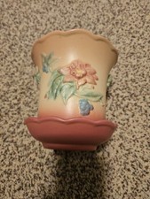 Vintage Hull Art Pottery Woodland Planter Flower Pot Saucer W-11 5 3/4 Fuchsia picture