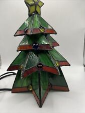Elements Stained Glass Light Up Tabletop Christmas Tree Electric Lamp  picture