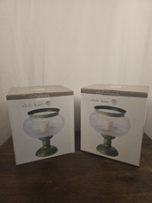 2 Whole Home Etched Leaf Hurricane Candle Holder 2 Package Of Stones & 2 Candle  picture