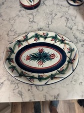 VTG Oval Platter  Ceramic Hand Painted Pottery Signed P Silkotch Date 1992 picture