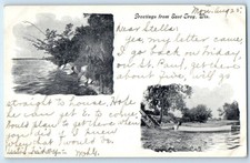 1905 East Troy Wisconsin Vintage Postcard Greetings Canoe Boat Exterior Posted picture