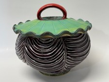 Jenny Lou Sherburne Signed Studio Art Pottery Lidded Botanical Tureen Whimsical picture