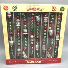 Radko Shiny Brite Glass Christmas Tree Garland Figural Silver Red Pink Green 7ft picture