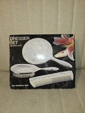 WM Rogers & Son Silverplated 3 pc. Dresser Set - Hand Mirror, Brush & Comb picture