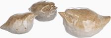 New Creative Co-Op Set of 3 Stylized Hand-Painted Stoneware Birds Reactive Glaze picture