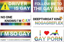 6 Pcs Gay Bumper Stickers Prank Funny Bumper Magnets Funny Car Magnet Only Stick picture