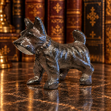Antique Standing Cast Iron Schnauzer Figure Terrier Dog Doorstop or Paperweight picture