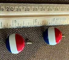 VINTAGE EARRINGS RED WHITE BLUE CLIP ON EARINGS - DEMOCRAT REPUBLICAN ELECTIONS picture