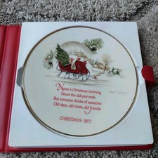 1977 Designers Collection Christmas Keepsake Plate Sleigh Ride Porcelain Vintage picture