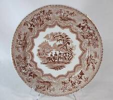 THOMAS HUGHES STAFFORDSHIRE BROWN TRANSFERWARE MILITARY SKETCHES PAT. PLATE picture