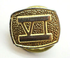 VI Six Roman Numerals Gold Tone Vintage Lapel Pin picture