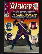 Avengers #19 VF- Kirby Heck 1st & Origin Swordsman Origin Hawkeye Scarlet Witch picture