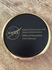 Vintage NASA Office of Education Brass Rim Desk Paperweight Memorabilia picture