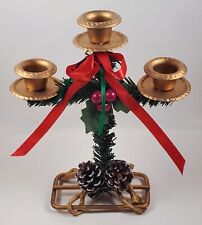 Vintage Gift Collection Metal Christmas Candle Holder w/ Mistletoe 8.25