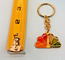 NBC KEYCHAIN PEACOCK RAINBOW TELEVISION NETWORK BRASS ENAMEL VTG TV picture