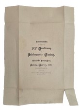 1887 antique SHAKESPEARE BIRTHDAY philadelphia pa COMMEMORATION broadside picture
