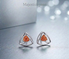 2 Ct Lab Grown Orange  Diamond Stud Earrings 925 Sterling Silver  VVS1 Certified picture