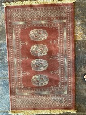 Vintage Handwoven Wool Prayer Rug, Rust, Gray & Cream picture