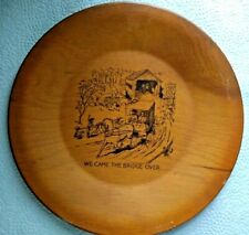 Vintage Wooden Plate Amish Scene Decor 