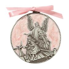 Pink Guardian Angel Crib Medal 2.25 inches Sacramental Gift for Birth or Baptism picture