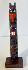Vintage Alaskan Totem Pole by Authentic Alaska Craft Wooden Carved w/Sticker 9” picture