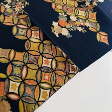 Seven Treasures #A 14x42 Vintage Japanese Chirimen Kimono Silk Fabric CK92 picture