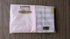 NOS Vintage CANNON Set of 2 Pink Striped Pillowcases Cotton Standard picture