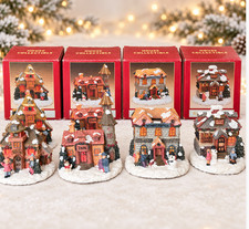 Vintage Winsor Collection Mini Christmas Village Houses Set of 4 Boxed 3” picture