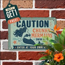 Mermaid Pool Rules Metal Sign Funny Swimming Patio Backyard Tin Wall Plaque picture