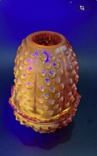 VINTAGE FENTON ORANGE AMBERINA HOBNAIL FAIRY LIGHT LAMP Reacts Glows In UV light picture