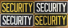 SECURITY EMBROIDERY PATCH 4 4x12” hook back 2 x black/white & 2 x yellow/black  picture