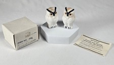VTG Set of Porcelain Ceramic Hand Painted Owl Salt & Pepper Shakers  with box picture
