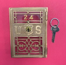Antique Yale Lock Vintage Post Office Door Lattice Style w Key picture