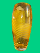 Teleflora Amber Yellow Glass Vase With elegant Frosted Swirl Design - Eye-Catchi picture