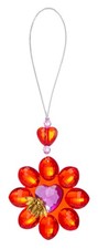 Ganz Crystal Expressions Red Bee Mine Flower Ornament  Acrylic  3.5