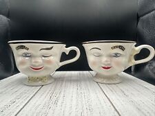 Vintage 2 Bailey's Irish Cream Coffee Tea Cups Mugs Mr Mrs Yum Winking Man Woman picture