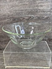Etched Floral Glass Bowl,  Vintage picture