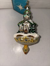 Christopher Radko 2005 PINEWOOD PRAYERS Glass Chapel Church Ornament 6.5” picture