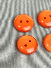 Vintage Fiery Orange Iridescent Plastic Buttons Set Of 4 picture