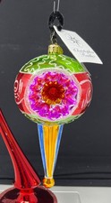 VINTAGE 1990's RADKO HTF CHRISTMAS CRESCENDO GLASS CHRISTMAS ORNAMENT #1011394  picture