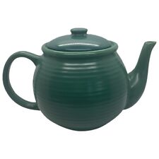 Green Pottery Ribbed Teapot Subdued Glazing picture