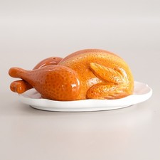 Roasted Turkey Salt & Pepper Shaker Set Magnetic Legs Thanksgiving Table Decor picture